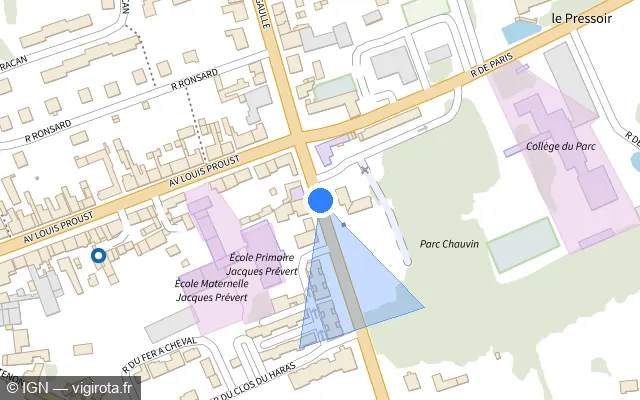 Vue plan de l'emplacement du radar de feu rouge à Neuillé-Pont-Pierre