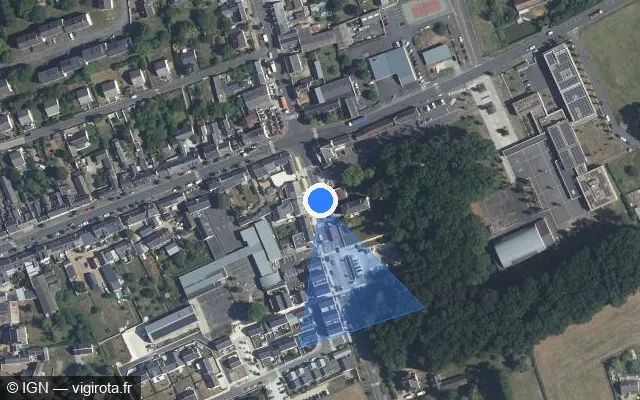 Vue satellite de l'emplacement du radar de feu rouge à Neuillé-Pont-Pierre