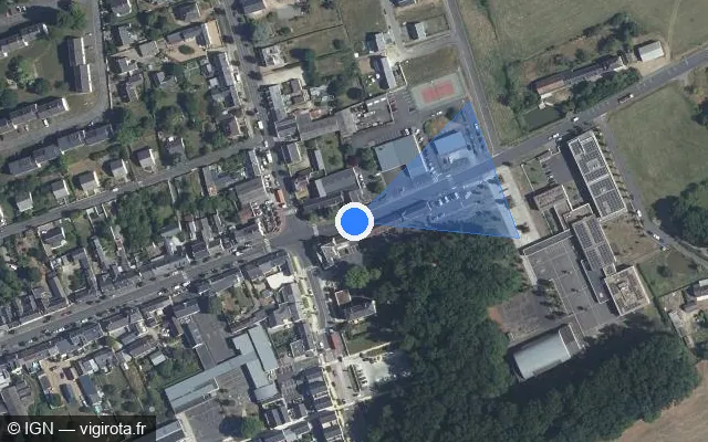 Vue satellite de l'emplacement du radar de feu rouge à Neuillé-Pont-Pierre