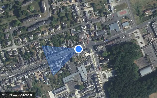 Vue satellite de l'emplacement du radar de feu rouge à Neuillé-Pont-Pierre