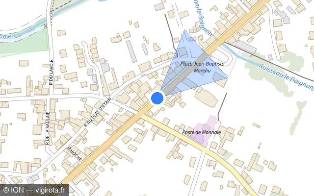 Vue plan de l'emplacement du radar de feu rouge à Monnaie