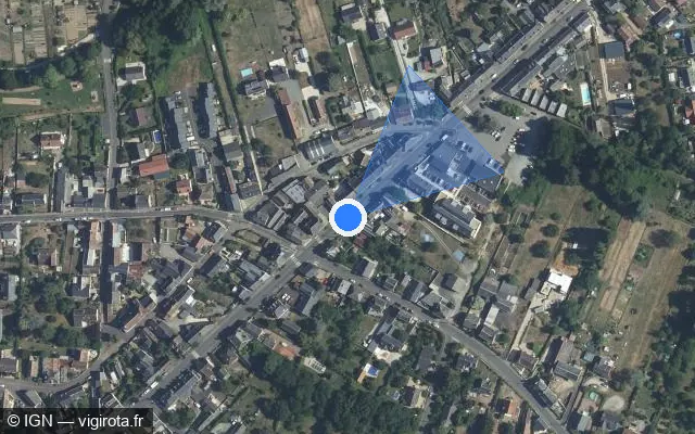 Vue satellite de l'emplacement du radar de feu rouge à Monnaie