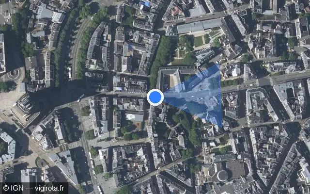 Vue satellite de l'emplacement du radar de feu rouge à Nantes