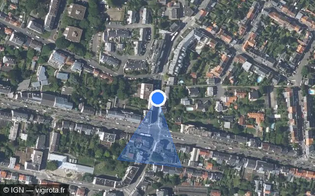 Vue satellite de l'emplacement du radar de feu rouge à Nantes