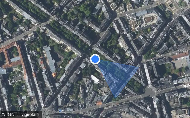 Vue satellite de l'emplacement du radar de feu rouge à Nantes