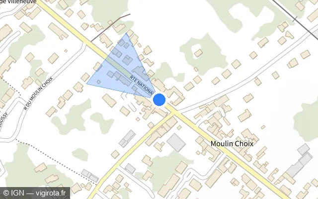 Vue plan de l'emplacement du radar de feu rouge à Ingré