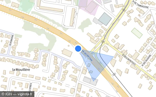 Vue plan de l'emplacement du radar de feu rouge à Orléans