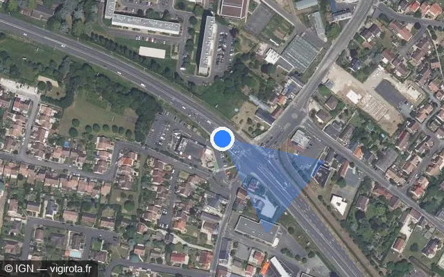 Vue satellite de l'emplacement du radar de feu rouge à Orléans