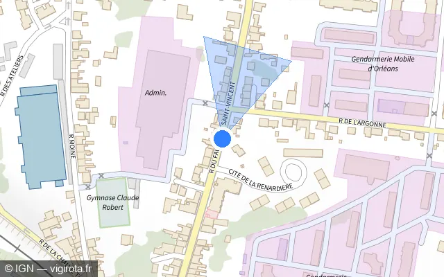 Vue plan de l'emplacement du radar de feu rouge à Fleury-les-Aubrais