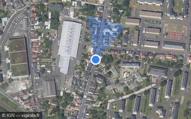 Vue satellite de l'emplacement du radar de feu rouge à Fleury-les-Aubrais