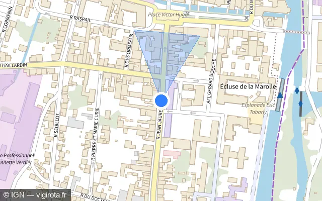 Vue plan de l'emplacement du radar de feu rouge à Montargis