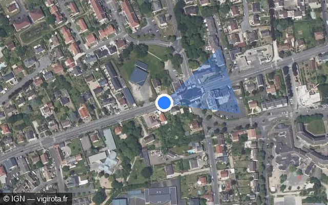 Vue satellite de l'emplacement du radar de feu rouge à Saint-Jean-de-Braye