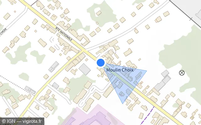 Vue plan de l'emplacement du radar de feu rouge à Ingré