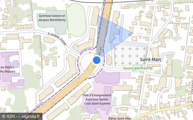 Vue plan de l'emplacement du radar de feu rouge à Saint-Jean-le-Blanc
