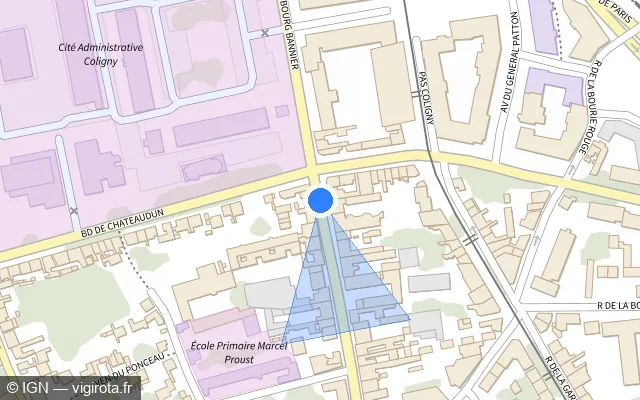 Vue plan de l'emplacement du radar de feu rouge à Saint-Jean-de-la-Ruelle