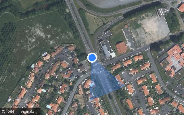Vue satellite de l'emplacement du radar de feu rouge à Cholet