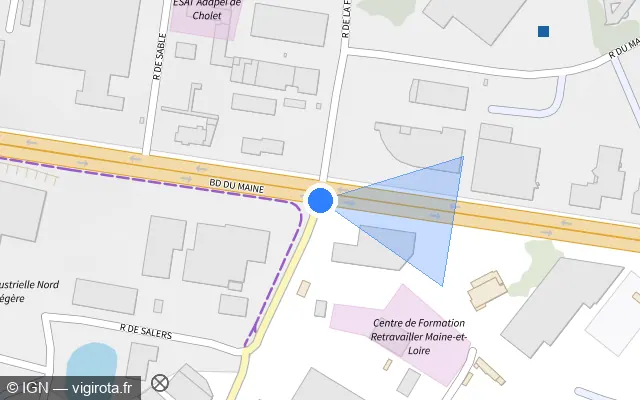 Vue plan de l'emplacement du radar de feu rouge à Saint-Léger-sous-Cholet