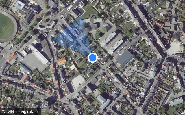 Vue satellite de l'emplacement du radar de feu rouge à Cherbourg-en-Cotentin