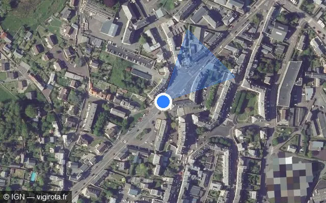 Vue satellite de l'emplacement du radar de feu rouge à Coutances