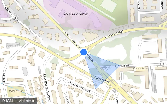 Vue plan de l'emplacement du radar de feu rouge à Saint-Lô