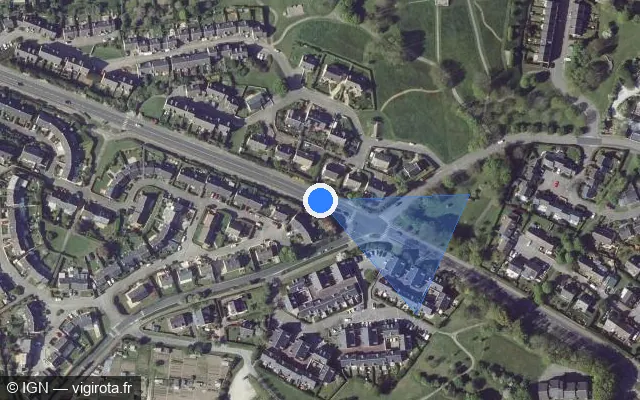 Vue satellite de l'emplacement du radar de feu rouge à Cherbourg-en-Cotentin