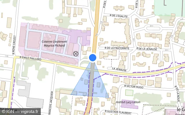 Vue plan de l'emplacement du radar de feu rouge à Vitry-le-François