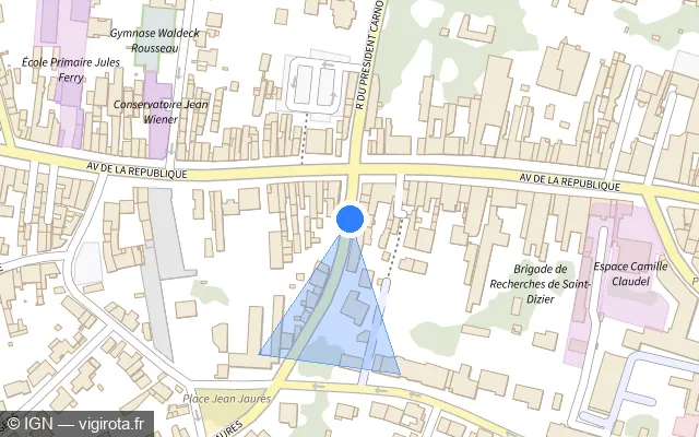 Vue plan de l'emplacement du radar de feu rouge à Saint-Dizier