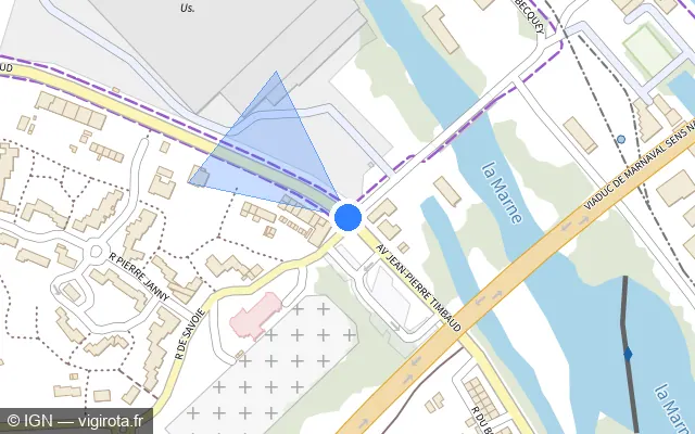 Vue plan de l'emplacement du radar de feu rouge à Roches-sur-Marne