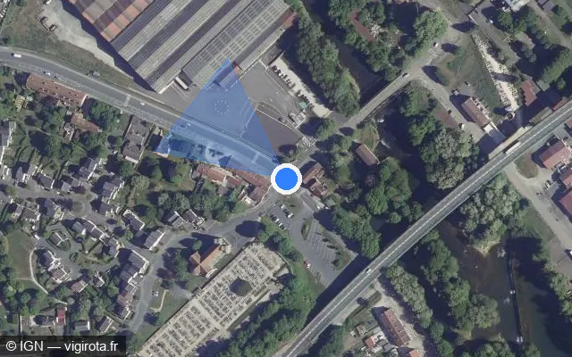 Vue satellite de l'emplacement du radar de feu rouge à Roches-sur-Marne