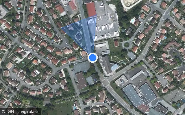Vue satellite de l'emplacement du radar de feu rouge à Chaumont