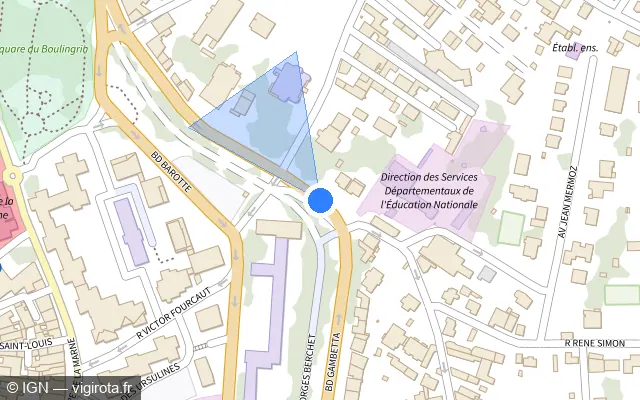 Vue plan de l'emplacement du radar de feu rouge à Chaumont