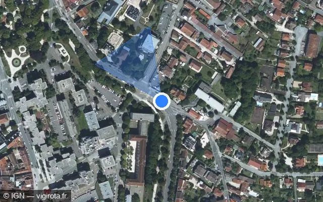 Vue satellite de l'emplacement du radar de feu rouge à Chaumont