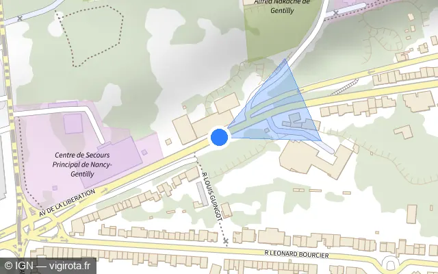 Vue plan de l'emplacement du radar de feu rouge à Maxéville