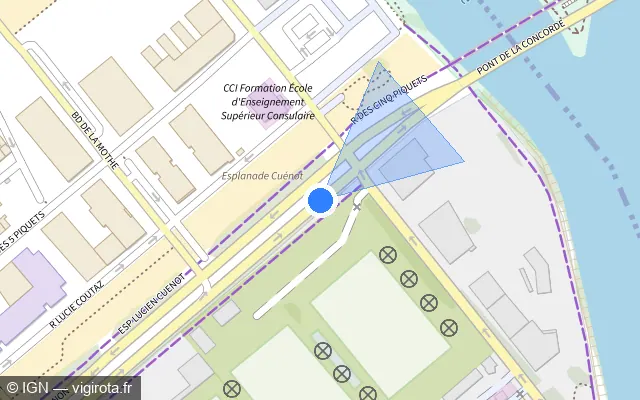Vue plan de l'emplacement du radar de feu rouge à Tomblaine