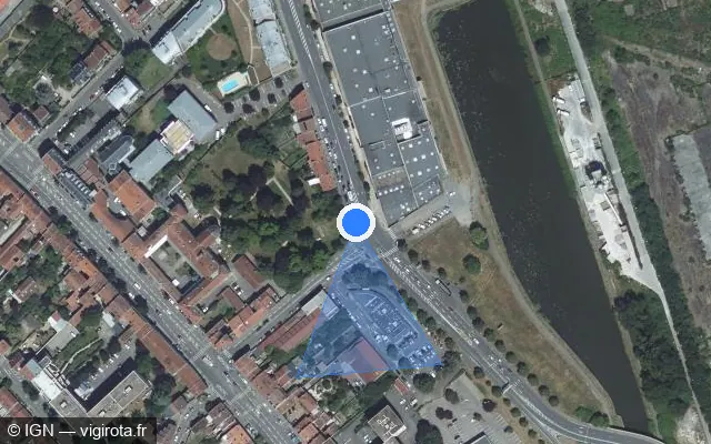 Vue satellite de l'emplacement du radar de feu rouge à Jarville-la-Malgrange