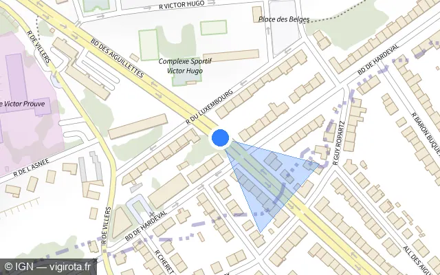 Vue plan de l'emplacement du radar de feu rouge à Vandœuvre-lès-Nancy