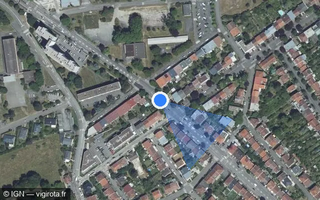 Vue satellite de l'emplacement du radar de feu rouge à Vandœuvre-lès-Nancy