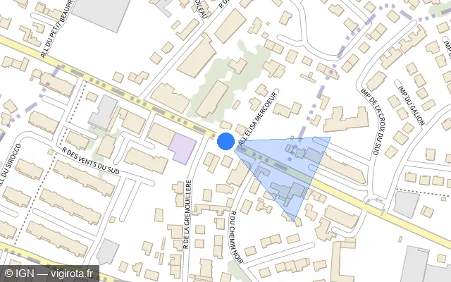 Vue plan de l'emplacement du radar de feu rouge à Vannes