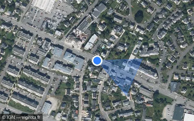 Vue satellite de l'emplacement du radar de feu rouge à Vannes