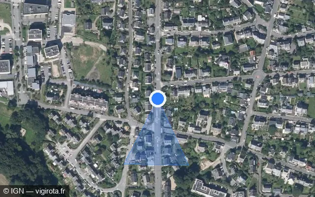Vue satellite de l'emplacement du radar de feu rouge à Auray