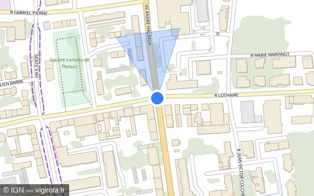 Vue plan de l'emplacement du radar de feu rouge à Metz