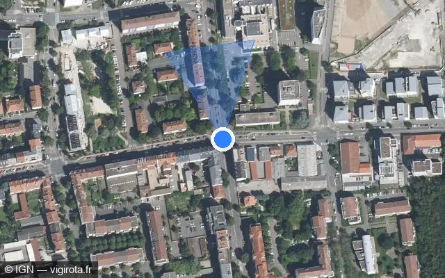 Vue satellite de l'emplacement du radar de feu rouge à Metz