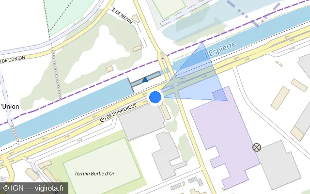 Vue plan de l'emplacement du radar de feu rouge à Tourcoing