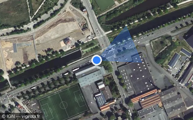 Vue satellite de l'emplacement du radar de feu rouge à Tourcoing