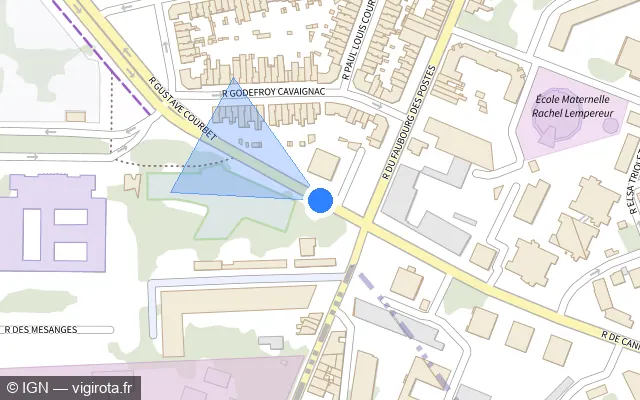 Vue plan de l'emplacement du radar de feu rouge à Loos