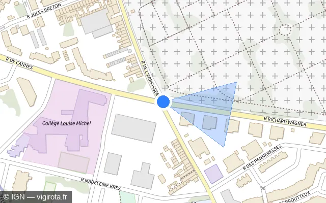 Vue plan de l'emplacement du radar de feu rouge à Faches-Thumesnil