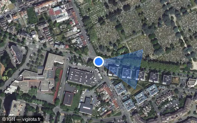 Vue satellite de l'emplacement du radar de feu rouge à Faches-Thumesnil