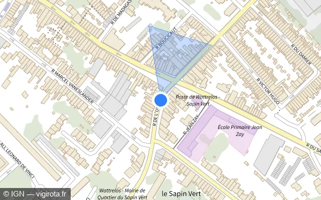 Vue plan de l'emplacement du radar de feu rouge à Tourcoing