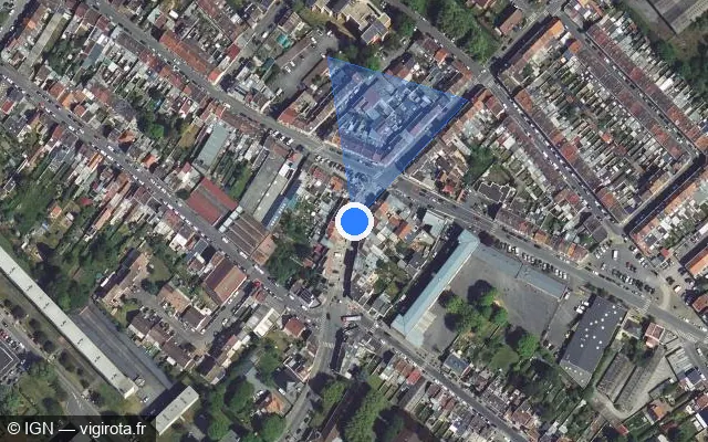 Vue satellite de l'emplacement du radar de feu rouge à Tourcoing