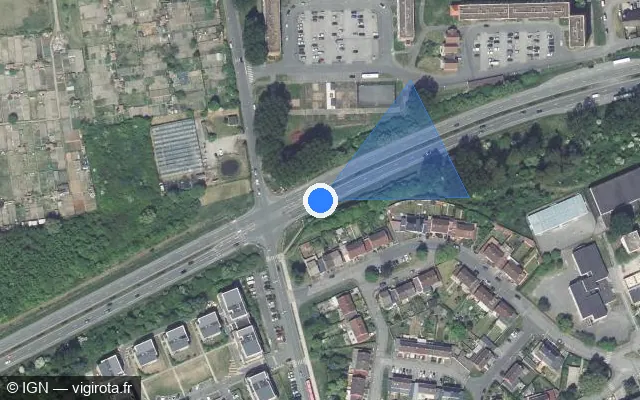 Vue satellite de l'emplacement du radar de feu rouge à Grande-Synthe